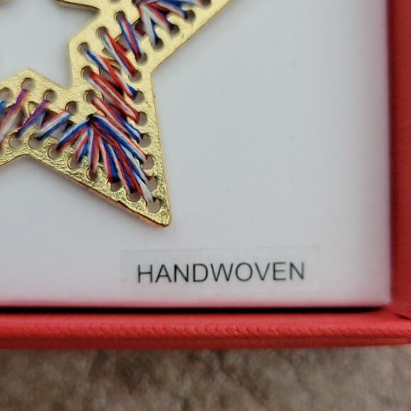 C&C California Red, White & Blue Handwoven Star Earrings NEW - Picture 3 of 5